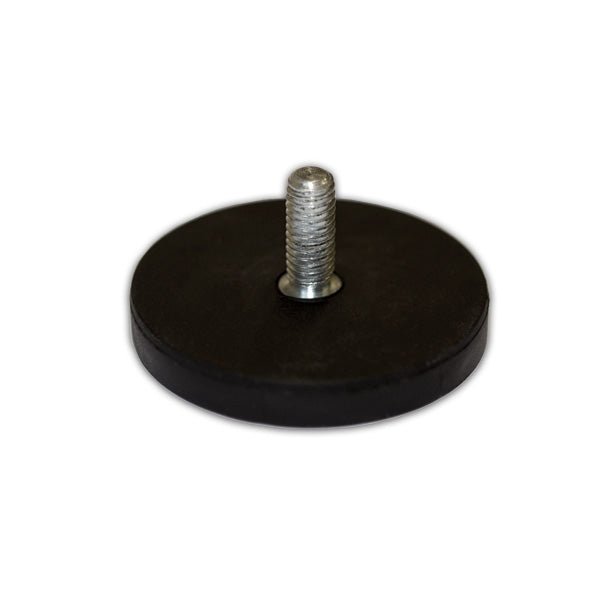Male Thread Neodymium Pot Magnet - Diameter 43mm x 6mm with 14mm Boss and Rubber Case - AMF Magnets New Zealand