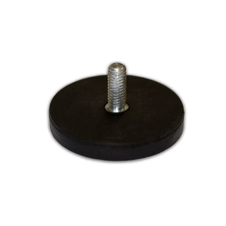 Male Thread Neodymium Pot Magnet - Diameter 43mm x 6mm with 14mm Boss and Rubber Case - AMF Magnets New Zealand