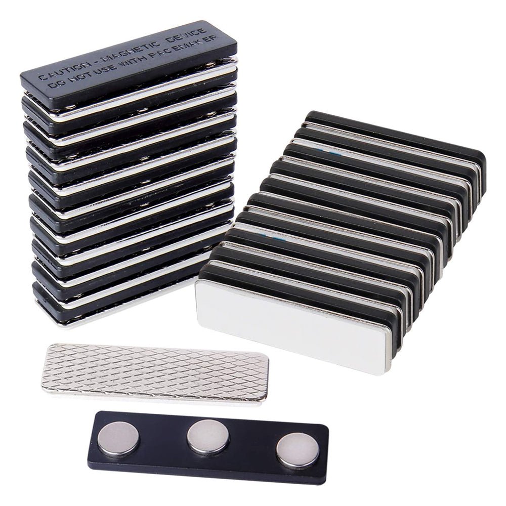Neodymium Name Tag and Badge Magnet with Pacemaker Warning I 45mm x 13mm. - AMF Magnets New Zealand