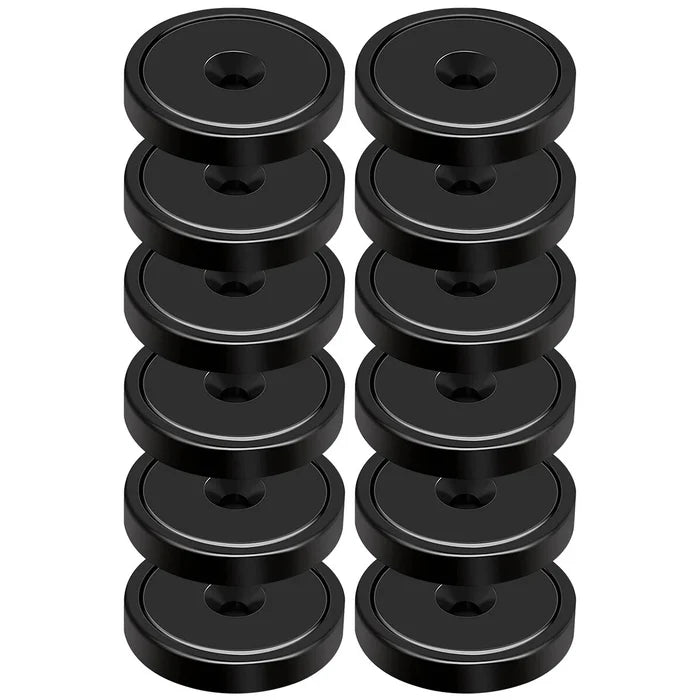 Neodymium Countersunk Pot Magnet | D25mm x 8mm | Rust-Proof Black Epoxy Coating