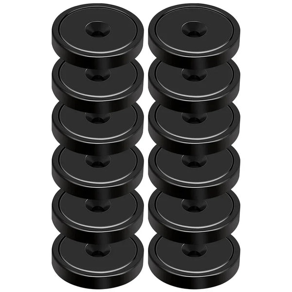 Neodymium Countersunk Pot Magnet | D25mm x 8mm | Rust-Proof Black Epoxy Coating