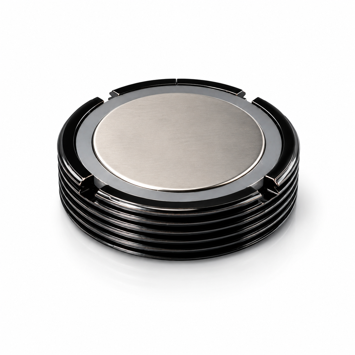 Neodymium Threaded Pot Magnet – D36mm x 8mm | Black Epoxy Coating