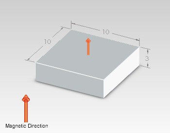 Neodymium Block Magnet - 10mm x 10mm x 3mm | N48