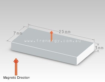 Neodymium Block Magnet - 25mm x 7mm x 3mm | N50