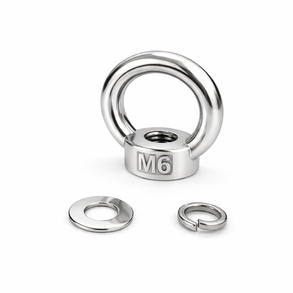 M6 Stainless Steel (304) Eyebolt with Washer and Spring Gasket (Non-Magnetic)