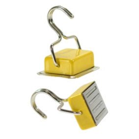 Ferrite Holding Magnet with Hook - 33mm x 25mm x 15mm | Yellow - AMF Magnets New Zealand