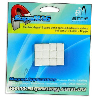 Flexible Magnet with Foam adhesive - 12.7mm x 12.7mm x 1.5mm | 12 per pack - AMF Magnets New Zealand