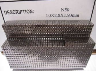 Neodymium Block Magnet - 10mm x 2.8mm x 1.9mm | N50 | Black Nickel - AMF Magnets New Zealand