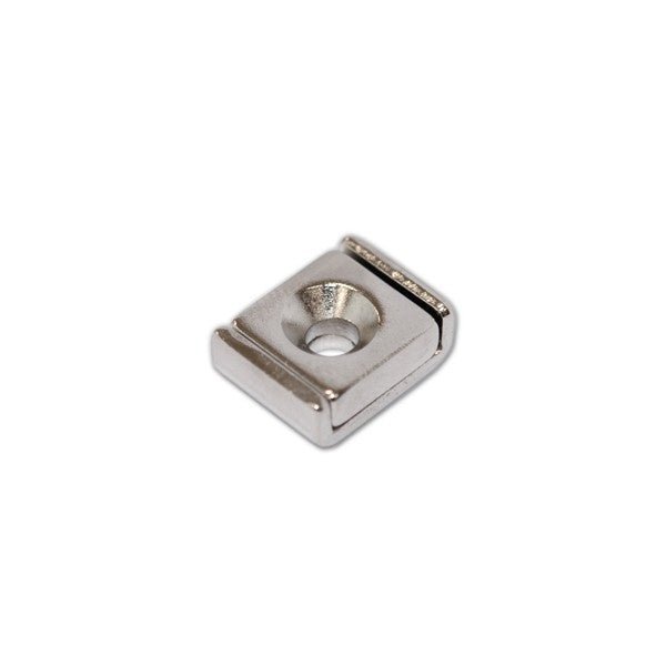 Neodymium Rectangular Pot Magnet - Countersunk 10mm x 13.5mm x 5mm - AMF Magnets New Zealand