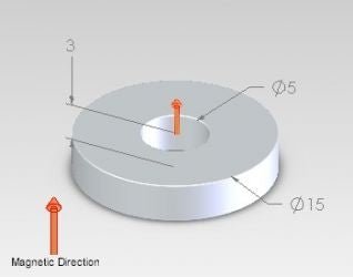 Neodymium Ring Magnet - (OD)15mm x (ID)5mm x (H)3mm | N42 - AMF Magnets New Zealand