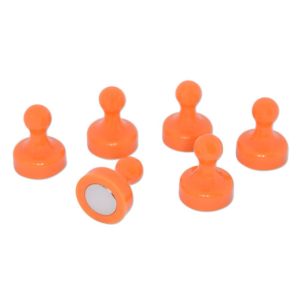 Orange Pin Whiteboard Magnets - 19mm diameter x 25mm | 6 PACK - AMF Magnets New Zealand