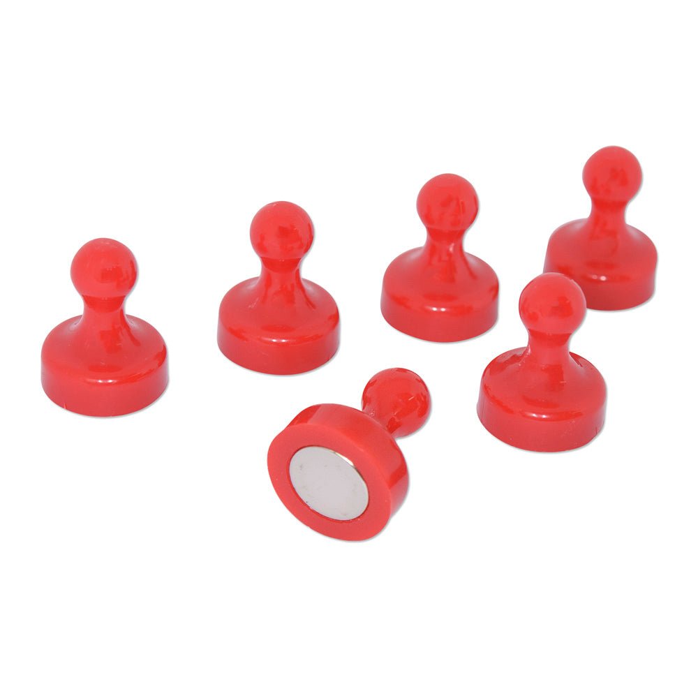 Red Pin Whiteboard Magnets - 19mm diameter x 25mm | 6 PACK - AMF Magnets New Zealand