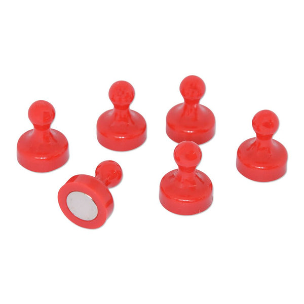 Red Pin Whiteboard Magnets - 19mm diameter x 25mm | 6 PACK - AMF Magnets New Zealand