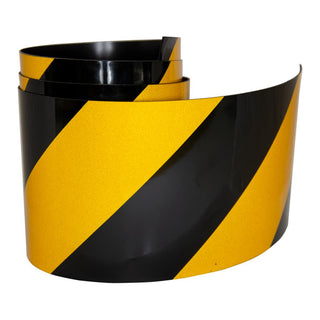 Reflective Magnetic Tape | Hi-Vis Black and Yellow | 100mm x 0.8mm | PER METRE | Supplied As Continuous Length - AMF Magnets New Zealand