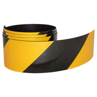 Reflective Magnetic Tape | Hi-Vis Black and Yellow | 50mm x 0.8mm | PER METRE | Supplied As Continuous Length - AMF Magnets New Zealand