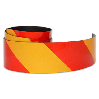 Reflective Magnetic Tape | Hi-Vis Red and Yellow | 50mm x 0.8mm | PER METRE | Supplied As Continuous Length - AMF Magnets New Zealand