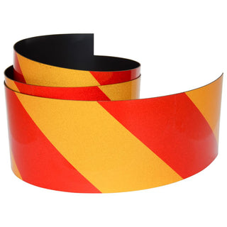 Reflective Magnetic Tape | Hi-Vis Red and Yellow | 75mm x 0.8mm | PER METRE | Supplied As Continuous Length - AMF Magnets New Zealand