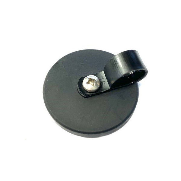 Rubber Coated Neodymium Pot Magnet - Diameter 43mm x 20mm with Nylon P Clamp - AMF Magnets New Zealand