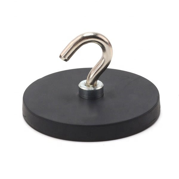 Threaded Hook Neodymium Pot Magnet - Diameter 43mm x 5mm with Rubber Case - AMF Magnets New Zealand