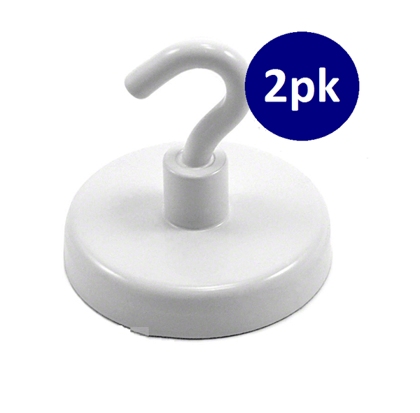 White Ferrite Magnetic Hook 32mm 14lbs (6kg) | Pack of 2 - AMF Magnets New Zealand